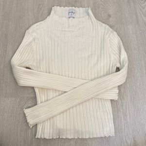 Princess Polly white ribbed mock neck long sleeve